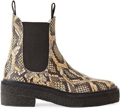 Raquel Snakeskin-Embossed Leather Chelsea Boots - Sahara - Size 9