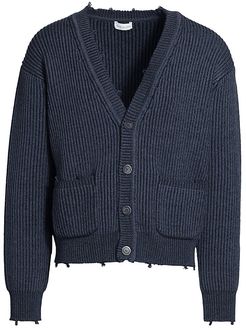 Structure Wool Knit Cardigan - Cadet - Size Small