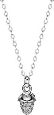 Mikado 18K White Gold & Diamond Pavé Acorn Pendant Necklace - White Gold