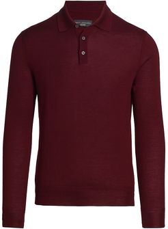 Cashmere & Silk Knit Polo Shirt - Velvet Cherry - Size 44