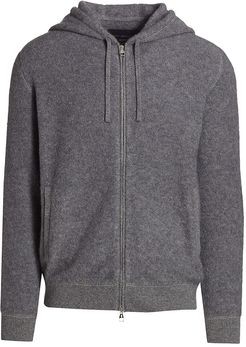 Boucle Zip-Front Cashmere Hoodie - Dark Grey - Size 38