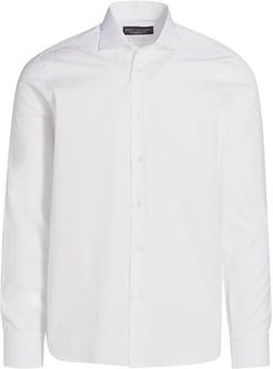 Swiss Cotton Button-Down Shirt - White - Size 17.5