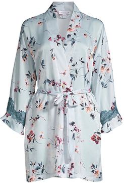 Ivy Wrapper Floral Robe - Blue Sage - Size XS