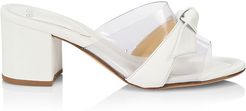 Clarita Bow PVC & Leather Mules - Transparent - Size 10.5