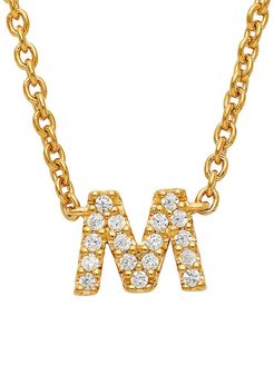 Nadri Fine Initials 14K Yellow Gold & Diamond M Pendant Necklace - 14K Gold