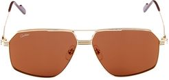 Core Range 61MM Pilot Sunglasses - Gold