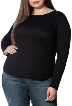 Long-Sleeve Cotton T-Shirt - Black - Size XXXL