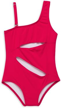 Little Girl's & Girl's Cutout One-Shoulder One-Piece Swimsuit - Red - Size 6