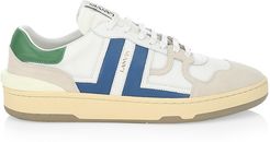 Clay Low-Top Tennis Sneakers - White Blue - Size 10