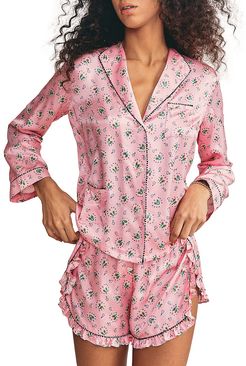 LoveShackFancy x Morgan Lane Mimi 2-Piece Floral Pajama Set - Pink Sherbert - Size XL