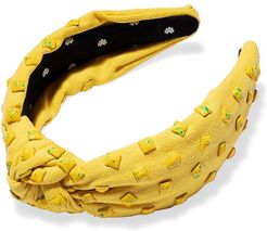 Woven Studded Knotted Headband - Yellow