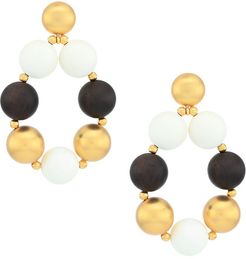 Mixed-Media Ball Hoop Earrings - Gold