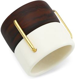 Mixed-Media Double Cuff Bracelet - Gold Multi
