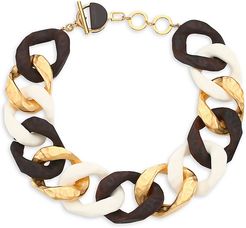 Mixed Media Wide Chain Necklace - Gold Multi