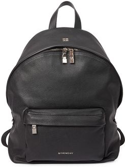 Double U Leather Backpack - Black