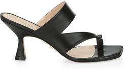 Lyla Leather Toe-Loop Mules - Black - Size 9