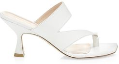 Lyla Leather Toe-Loop Mules - White - Size 8