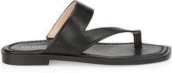 Lyla Leather Flat Sandals - Black - Size 8