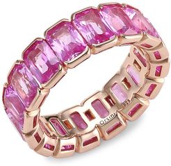 Spring Fling Rose Goldplated & Pink Corundum Emerald-Cut Eternity Ring - Rose Gold