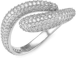 Spring Fling Rhodium-Plated & Cubic Zirconia Puffed Bypass Ring - Sterling Silver
