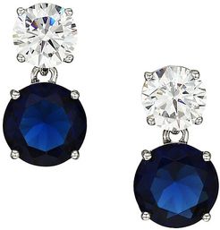 Sterling Silver & Blue Cubic Zirconia Double-Drop Earrings - Blue