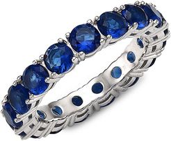 Sterling Silver & Blue Cubic Zirconia Eternity Band Ring - Blue - Size 7
