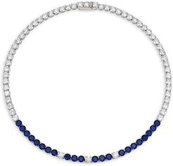 Sterling Silver & Two-Tone Cubic Zirconia Tennis Necklace - Silver Blue