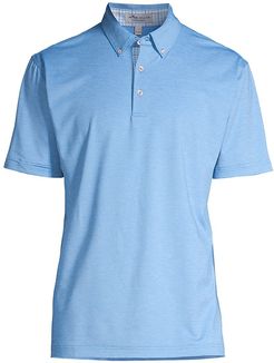 Solid Mélange Performance Jersey Polo - Blue Sea - Size Small