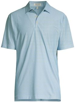 River Dot Printed Performance Jersey Polo - Blue White - Size Medium