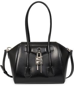 Mini Antigona Lock Leather Crossbody Bag - Black