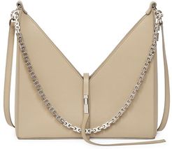 Small Cut Out Chain Leather Shoulder Bag - Beige