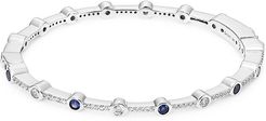 Sterling Silver & Two-Tone Cubic Zirconia Bangle Bracelet - Silver Blue