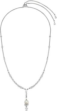 Encore-Pearl Sterling Silver, Cubic Zirconia & 10-11MM Pearl Slider Necklace - Rhodium