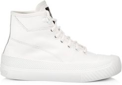 Leather Mid-Top Sneakers - White - Size 7