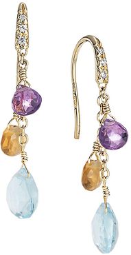 Paradise 18K Yellow Gold & Mixed-Stone Short Drop Earrings - Yellow Gold Multi