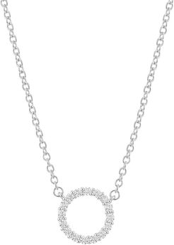 18K White Gold & Diamond Small Circle Pendant Necklace - White Gold