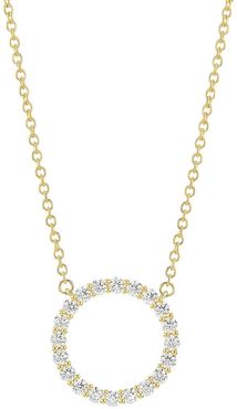 18K Yellow Gold & Diamond Circle Pendant Necklace - Gold