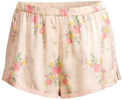 Martine Floral Shorts - Creme - Size Large