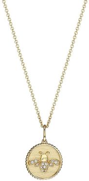 Tiny Bee Coin 14K Yellow Gold & Diamond Pendant Necklace - Gold