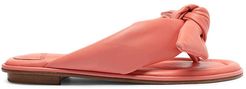 Clarita Bow Leather Thong Sandals - Salmon Pink - Size 10.5