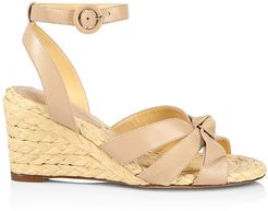 Suelita Leather Espadrille Wedge Sandals - Nude - Size 11