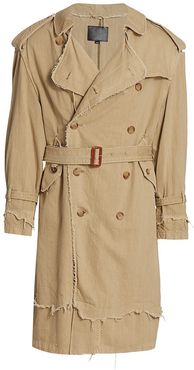 Shredded Trench Coat - Over Dyed Beige - Size XL