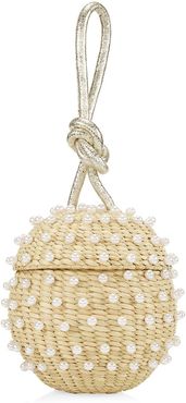 The Johnny Embellished Straw Wristlet - Natural