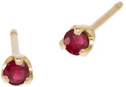Birthstones 14K Yellow Gold & Ruby Stud Earrings - Ruby
