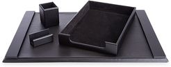 Suede Lined Executive 4-Piece Desk Accessory Set - Black