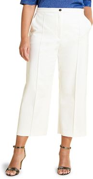 Wide-Leg Crop Trousers - White - Size 20
