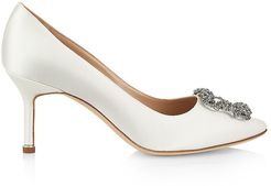 Hangisi 70 Embellished Satin Pumps - White - Size 9