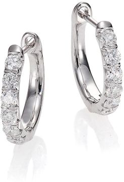 Jude Diamond & 18K White Gold Huggie Hoop Earrings/0.5" - White Gold