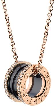 B.zero1 18K Rose Gold, Black Ceramic & Diamond Pendant Necklace - Rose Gold