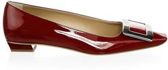 Belle Vivier Patent Leather Mid-Heel Flats - Red - Size 10.5